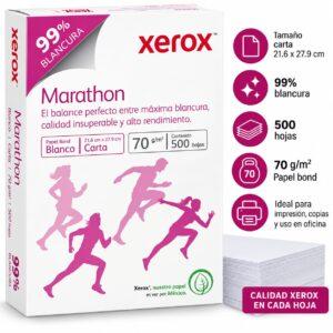 PAQUETE DE 500 HOJAS XEROX MARATHON TAMAÑO CARTA 99% BLANCURA