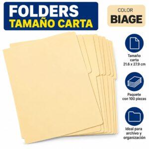 PAQUETE DE 10 FOLDER TAMAÑO CARTA COLOR BEIGE