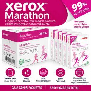 CAJA DE PAPEL TAMAÑO CARTA XEROX MARATHON 99% BLANCURA 5000 HOJAS