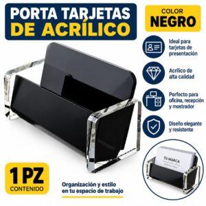 PORTA TARJETAS DE ACRILICO NEGRO, 1 PIEZA.