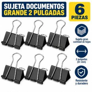 SUJETADOCUMENTOS GRANDES 2 PULGADAS 6 PIEZAS